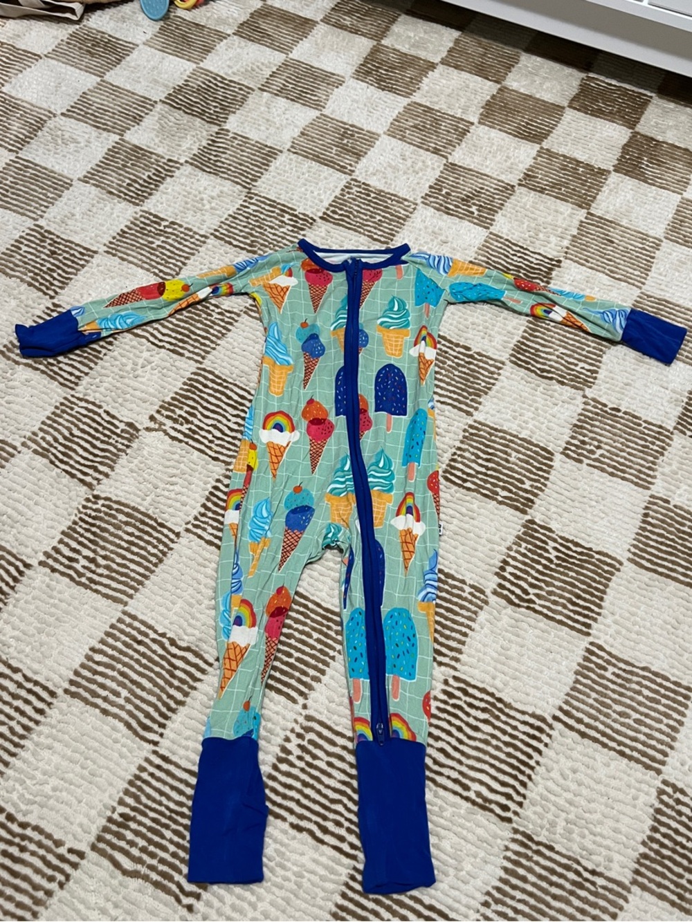 Little Sleepies Blue Ice Cream & Popsicle Footed One-Piece Pajama